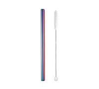 Pajitas De Acero Inoxidable 5pcs 12x215mm Metal Straw 8.5'' Reusable Drinking Straws For Bubble Tea Boba Smoothies Milkshakes(Rainbow straight)