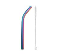 Pajitas De Acero Inoxidable 5pcs 12x215mm Metal Straw 8.5'' Reusable Drinking Straws For Bubble Tea Boba Smoothies Milkshakes(Rainbow bent)