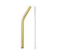 Pajitas De Acero Inoxidable 5pcs 12x215mm Metal Straw 8.5'' Reusable Drinking Straws For Bubble Tea Boba Smoothies Milkshakes(Gold bent)
