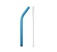 pajitas de acero inoxidable 5pcs 12x215mm Metal Straw 8.5'' Reusable Drinking Straws For Bubble Tea Boba Smoothies Milkshakes(Blue bent)