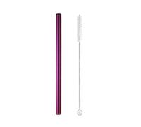 Pajitas De Acero Inoxidable 5pcs 12x215mm Metal Straw 8.5'' Reusable Drinking Straws For Bubble Tea Boba Smoothies Milkshakes(Purple straight)