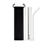pajitas de acero inoxidable 5Pcs Reusable Drinking Straw Set Stainless Steel Straw Pearl Milkshake Bubble Tea Straw With Cleaner Brush(Silver)