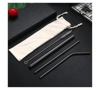 Pajitas De Acero Inoxidable Colorful Reusable Metal Straws Set 304 Stainless Steel Drinking Boba For Milk Bar Cocktail para zumos y bebidas(Black)