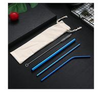 pajitas de acero inoxidable Colorful Reusable Metal Straws Set 304 Stainless Steel Drinking Straws Boba Straws For Milk Bar Cocktail(Blue)