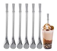 Pajitas De Acero Inoxidable Con Filtro Y Cuchara, Pajitas Metálicas Reutilizables Y Multiusos, Cucharas Para Cócteles, Pajitas Para Té Para Beber Té A Granel Y Café Helado