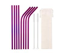 Pajitas De Acero Inoxidable Juego De 10 Pajitas Reutilizables De Acero Inoxidable De Colores, Pajitas De Metal De Colores, Accesorio For Bar Y Fiesta.(8pcs Purple)