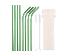 Pajitas De Acero Inoxidable Juego De 10 Pajitas Reutilizables De Acero Inoxidable De Colores, Pajitas De Metal De Colores, Accesorio For Bar Y Fiesta.(8pcs Green)