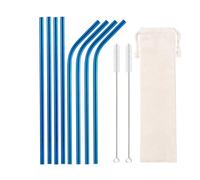 Pajitas De Acero Inoxidable Juego De 10 Pajitas Reutilizables De Acero Inoxidable De Colores, Pajitas De Metal De Colores, Accesorio For Bar Y Fiesta.(8pcs Blue)