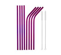 Pajitas De Acero Inoxidable Juego de pajitas reutilizables colores, metal acero inoxidable 304 for leche, café, bar, fiesta, cóctel para zumos(10Pcs Purple)