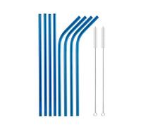 Pajitas De Acero Inoxidable Juego de pajitas reutilizables colores, metal acero inoxidable 304 for leche, café, bar, fiesta, cóctel para zumos(10Pcs Blue)