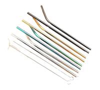 Pajitas De Acero Inoxidable Pajita for beber de Metal, pajitas colores acero inoxidable 304, juego recto doblado reutilizable con cepillo limpiador para zumos