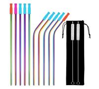 Pajitas De Acero Inoxidable Pajitas De Acero Inoxidable, Reutilizables, Colores Y Metal, Aptas For Vasos 16 20 Oz para Batidos(10pcs)