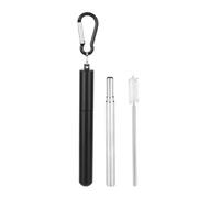 Pajitas De Acero Inoxidable Portable Stainless Steel Telescopic Reusable Straw With Cleaning Brush For Drinking Coffee Milk Tea(Black)
