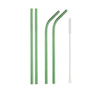 Pajitas De Acero Inoxidable Rainbow Color Reusable Metal Straws Set With Cleaner Brush Stainless Steel Drinking Straw Milk Bar Party(5Pcs Green)