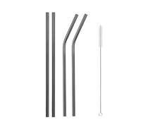 Pajitas De Acero Inoxidable Rainbow Color Reusable Metal Straws Set With Cleaner Brush Stainless Steel Drinking Straw Milk Bar Party para zumos y bebidas(5Pcs Black)