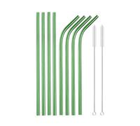 pajitas de acero inoxidable Rainbow Color Reusable Metal Straws Set With Cleaner Brush Stainless Steel Drinking Straw Milk Bar Party(10Pcs Green)