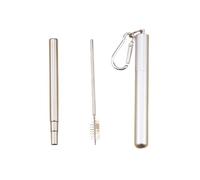 Pajitas De Acero Inoxidable Stainless Steel Straw Retractable Coffee Straw Telescopic Reusable Straw Foldable Beverage Straw(Silver)