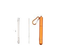 Pajitas De Acero Inoxidable Stainless Steel Straw Retractable Coffee Straw Telescopic Reusable Straw Foldable Beverage Straw(Orange)