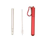 pajitas de acero inoxidable Stainless Steel Straw Retractable Coffee Straw Telescopic Reusable Straw Foldable Beverage Straw(Red)