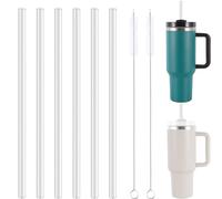 Pajitas de cristal de 31 cm, 6 unidades para vaso de viaje Stanley Adventure de 40 oz, pajitas transparentes reutilizables de cristal con 2 cepillos de limpieza, accesorios Stanley Cup（6 directo)