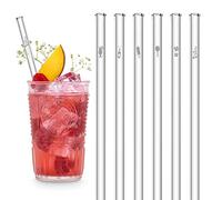 Pajitas de cristal HALM, edición de fiesta de cumpleaños, para cumpleaños, 6 unidades, rectas, 20 cm, con grabado, reutilizables, con grabado