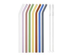 Pajitas de Cristal Pajita de vidrio de colores, pajita for beber, pajita de vidrio reutilizable for cócteles, batidos, accesorios de barra(8pcs Bent Mixed)
