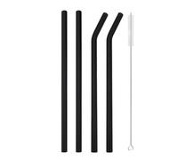 Pajitas de Cristal Pajita de vidrio de colores, pajita for beber, pajita de vidrio reutilizable for cócteles, batidos, accesorios de barra(4Pcs Black)