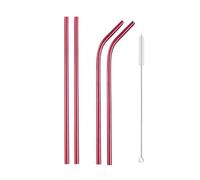 Pajitas de metal reutilizables for beber, acero inoxidable, con cepillo limpieza, accesorio for fiestas y bares 64(5Pcs Red)