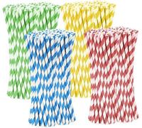Pajitas de Papel Biodegradables de Colores - 300 Piezas para Fiestas, Bodas y Ocasiones