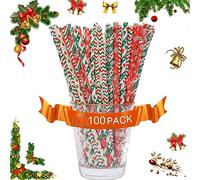 Pajitas de papel coloridas, 100 pajitas de Navidad adecuadas para fiestas, cumpleaños, bodas