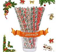 Pajitas de papel coloridas, 200 pajitas de Navidad adecuadas para fiestas, cumpleaños, bodas