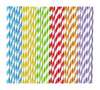 Pajitas de Papel Coloridas, 600 Pajitas Orgánicas, Pajitas Ecológicas, Rayas De Colores, para Cócteles, Batidos, Helados, Café o Jugo, Cumpleaños, Bodas, Navidad, 6 Colores