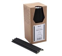 Pajitas de papel de 20,32 cm, 6 mm, color negro, paquete de 250