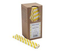 Pajitas de papel de 20,32 cm, 6 mm, rayas amarillas y blancas, paquete de 250