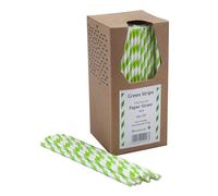 Pajitas de papel de 20,32 cm, 6 mm, rayas verdes y blancas, paquete de 250