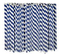 Pajitas de papel desechables, color azul marino, 26 cm, extralargas, para bebidas altas, ecológicas, biodegradables y compostables, 100 unidades