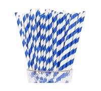 Pajitas de papel for beber 500 pajitas de papel for beber, pajitas de papel a rayas azules for artículos de fiesta, jugos, batidos, batidos, cócteles