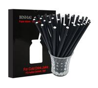 Pajitas de papel negras para fiestas, 100 unidades con embalaje reciclado, biodegradables, para decoración de popotes de bebidas, para uso diario, bodas, celebraciones, bricolaje