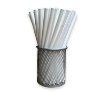 Pajitas de papel para batido, 8 mm x 200 mm, 1.000 unidades (blanco macizo)
