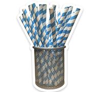 Pajitas de papel para batido, 8 mm x 200 mm, 1000 unidades (azul y blanco)