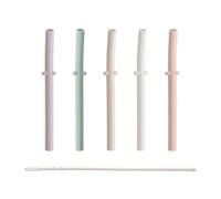 Pajitas de repuesto de silicona mushie para bebs a partir de 6 meses | Paquete de 5 | 4.75"""" de largo con cepillo de limpieza (ptalo)