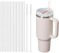 Pajitas de repuesto para Stanley Quencher de 40 onzas, 8 pajitas transparentes reutilizables con 2 limpiadores de pajitas, como accesorios Stanley compatibles con vaso de viaje Stanley Adventure