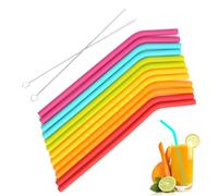 Pajitas de Silicona Reutilizables con 2 Cepillo, 12 Piezas Pajitas Color para Adultos y Niño, para Bebidas Frías Juice Coffee Cóctel, Batidos, para Fiestas, Cumpleaños, Bodas