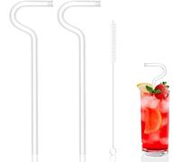 Pajitas de vidrio reutilizables con diseño estilo flauta gancho labial horizontal para antiarrugas incluye 2 1 cepillo limpieza fabricadas alto boro silicato y confiables various vasos bebida