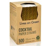 Pajitas desechables de papel dorado de 19,7 x 0,6 cm, 500 unidades, para cócteles, bodas, fiestas, tamaño estándar