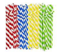 Pajitas Desechables De Papel Flexible, 19,7 x 0,6 cm, 100% Biodegradables, Rayas De Colores, 250 Unidades