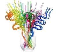 Pajitas locas para niños, 40 pajitas reutilizables - Varias formas y colores - Pajitas de plástico Crazy Loop para suministros de fiesta de Navidad