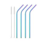 Pajitas reutilizables arcoíris, pajitas de metal acero inoxidable 304, juego con cepillo, pajita for cócteles, vasos y demás utensilios bar(Rainbow-bent)