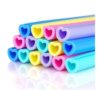 Pajitas reutilizables de silicona para beber, paquete de 15 unidades, pajitas en forma de corazón con 2 cepillos CLeaner para batidos, vasos, cócteles, batidos, batidos, lavavajillas, aptos para