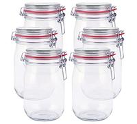 pajoma 6 x 1000 ml de capacidad, incluye junta de goma, cristal para conservas con cierre de alambre